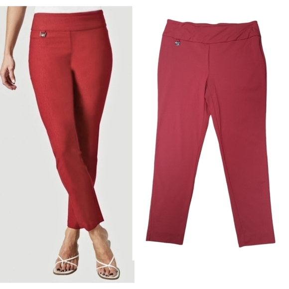 Lisette L Essentials Slim Ankle Pants, Kathryn PDR Style 17655 Red Size Large - Picture 1 of 15